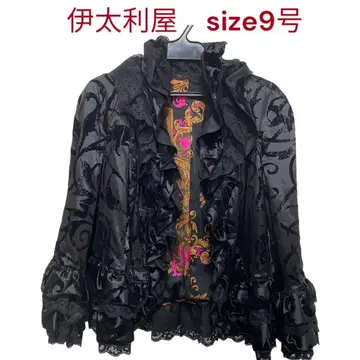 새상품급 이타리야 고져스 프릴 자켓 블랙 안감 올 패턴 9호, M