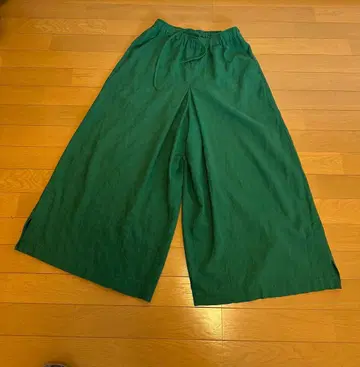 니코앤드 린넨 블렌드 와이드 팬츠 M 그린 niko and -