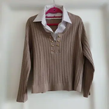 Leilian 레리안 리브 편 긴팔 스웨터 13플러스 베이지