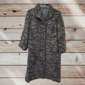 울 혼방 그레이 계열 트위드 롱 코트