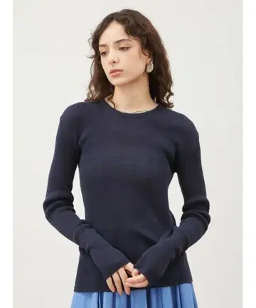 미사용 새상품 택 포함 미라 오웬 코튼 니트 S 네이비