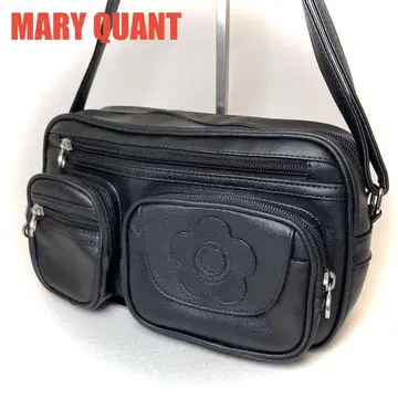 미사용급 MARY QUANT 숄더백 카메라백 가죽 블랙