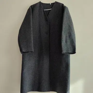 무인양품 다크 그레이 롱 코트 버튼 포함 S