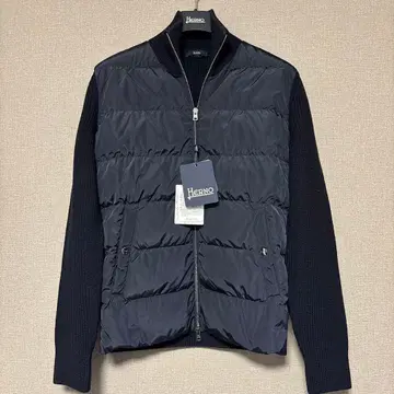 [새상품] 헤르노 하이브리드 니트 다운 라이더스형 블루종 네이비 46
