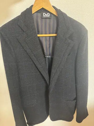 D&G 다크 그레이 체크 무늬 테일러드 자켓 48