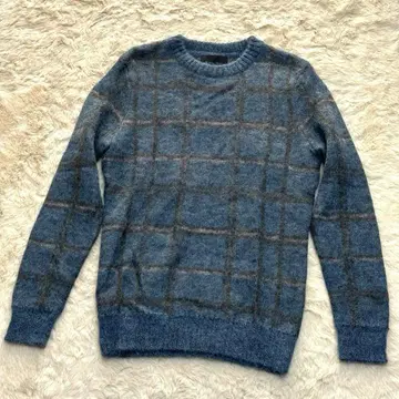 미사용에 가까운 라운지 리자드 키드 모헤어 니트 체크 무늬