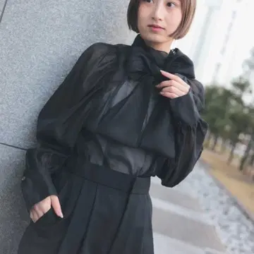 블라우스 셔츠 [ 빔즈의 백명품 ] 오간자 리본 블라우스 여성용