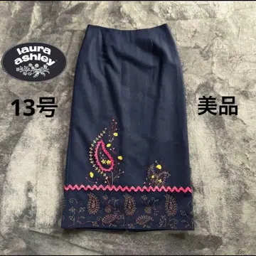 laura ashley 자수 롱 스커트 13호 네이비 울