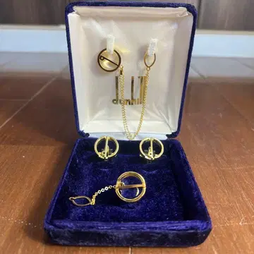 던힐 Dunhill 골드 커프스 타이핀 세트 케이스 포함