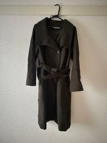 moussy 스탠드 카라 코트 카키 롱 코트 벨트 포함