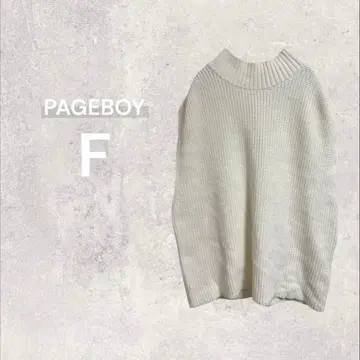 페이지 보이 로우 게이지 하이넥 니트 스웨터 백리본 루즈핏