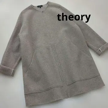theory 베이지 울 혼방 롱 코트 집업