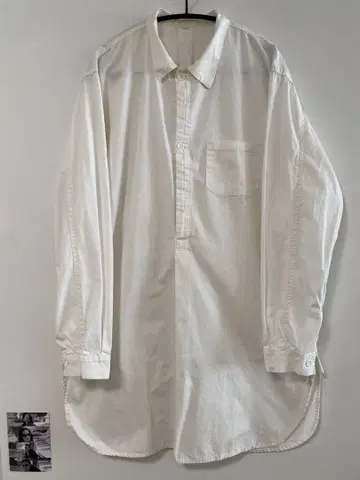 그랑파 셔츠 풀오버 유로 빈티지풍 화이트 셔츠 오버 사이즈