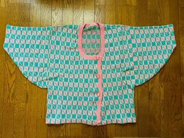 핑크와 그레이 기모노용 니트 겉옷