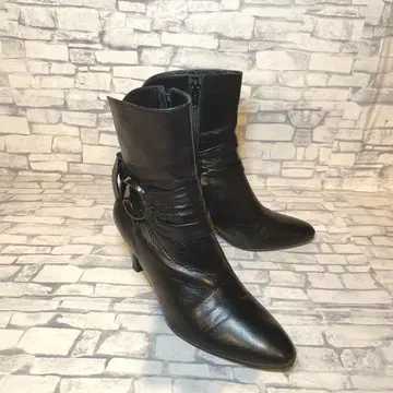 새상품급 23구 리본 숏부츠 블랙 22.5