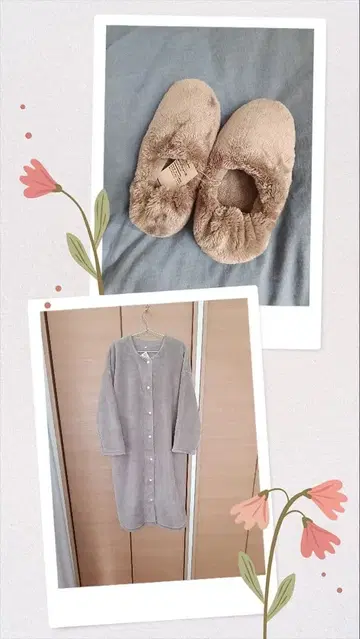 새상품 세트로 무인양품 따뜻한 파이버 입는 담요 슬리퍼와 룸슈즈