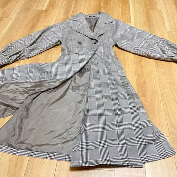 ReinaHoshi 체크 무늬 더블 브레스트 트렌치코트