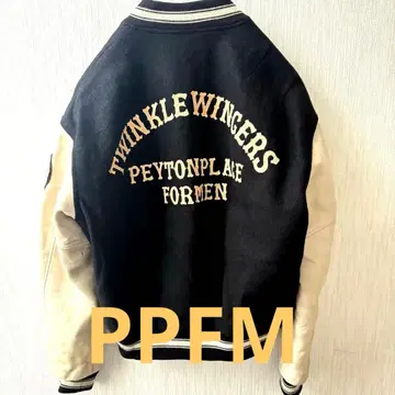 PPFM 바시티 자켓 블랙/아이보리 M 사이즈 페이튼 플레이스