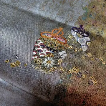 순수 실크 심 없음 육통 후쿠로 오비 북부 시후쿠 무늬 새상품급