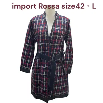 새상품급 수입 로사 트위드 벨트 롱 코트 42, L, 11호