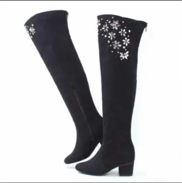 란다 비쥬 블랙 니하이 부츠