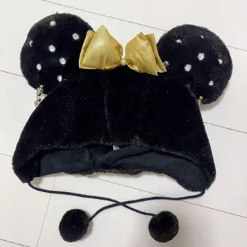 디즈니 미니 귀찌 비쥬 장식 리본 블랙 팬캡 모자