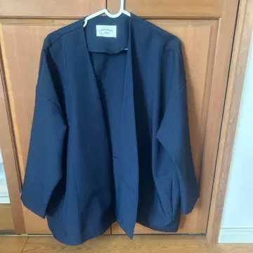 네이비 노카라 자켓