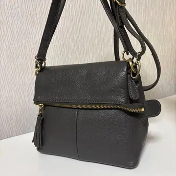 [ 새상품급 ] Angelus.A 가죽 숄더백 플랩 태슬 그레이