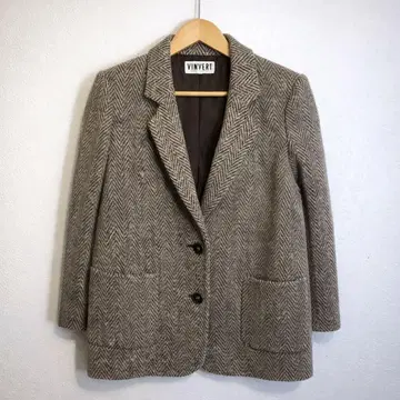 빈티지 테일러드 자켓 그레이 헤링본 울