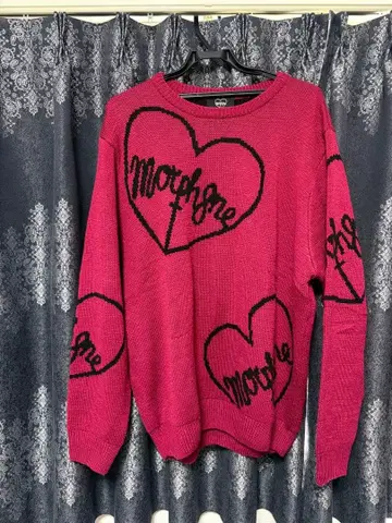 MORPH8NE KNIT JUMPER 상의 하트 무늬 레드 모피네