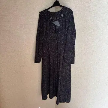 도트 무늬 칼라 롱 원피스