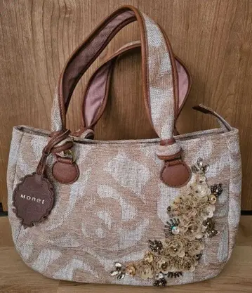 모네 꽃무늬 스팽글 자수 백