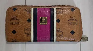 중고 MCM 접이식 지갑 브라운+동전 지갑
