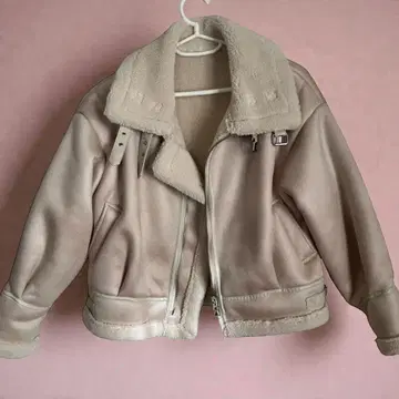 잉그 (INGNI) 무스탕 라이더 자켓 M 사이즈 옅은 핑크