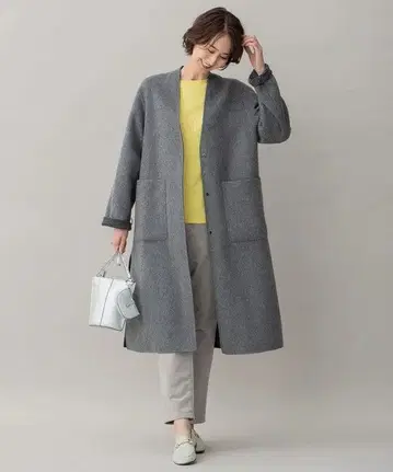 자유구 [리버서블] 울 리버 노카라 롱 코트