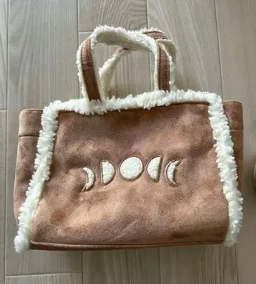 샌드레스문 브라운 인조 모피 토트백