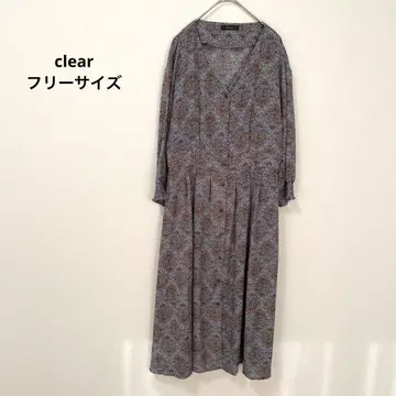 clear 꽃무늬 롱 셔츠 원피스 블루 계열