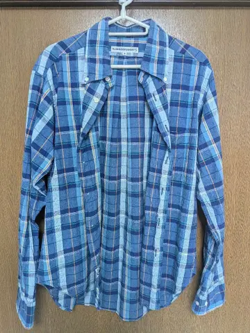 BAMBOOSHOOTS 블루 계열 체크 무늬 M 사이즈 플란넬 셔츠
