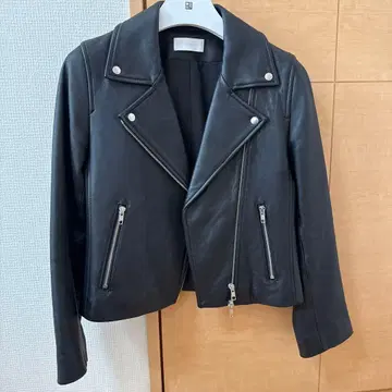 HARE 블랙 가죽 라이더 자켓