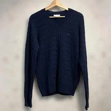 LACOSTE V넥 케이블 니트 라코스테 네이비