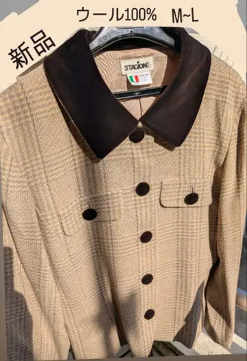 미사용 새상품 라운드 칼라 자켓 트위드 울 100% 이탈리아 레트로
