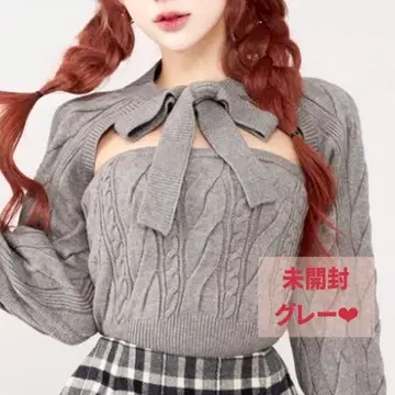 리본 그레이 니트탑 다리치 darich