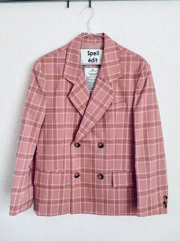 Spell 핑크 체크 무늬 자켓