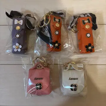 새상품 가죽풍 꽃 리본 키링 포함 립 멀티 케이스 5개