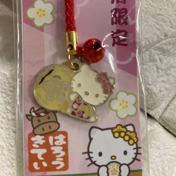 헬로키티 산리오 다자이후 한정판 매실떡 헬로키티 펜던트 스트랩