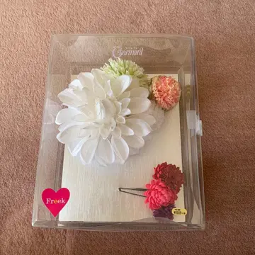 성인식 졸업식 플라워 머리 장식 세트 클리어 케이스 포함