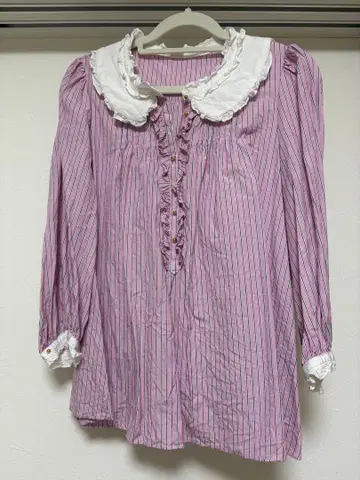 yukiemon 핑크 스트라이프 셔츠 블라우스