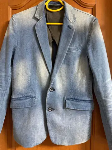 데님 블루 테일러드 자켓 뱅퀴시 시크 스타일 슬림