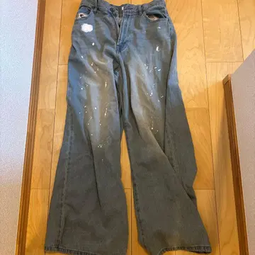 S 브랜드 데미지 데님 와이드 레그