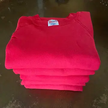 데드스탁 90s Hanes 래글런 맨투맨 L 레드 5개 세트